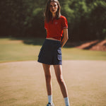 Semi-oversized women's golf polo - athletic mesh design