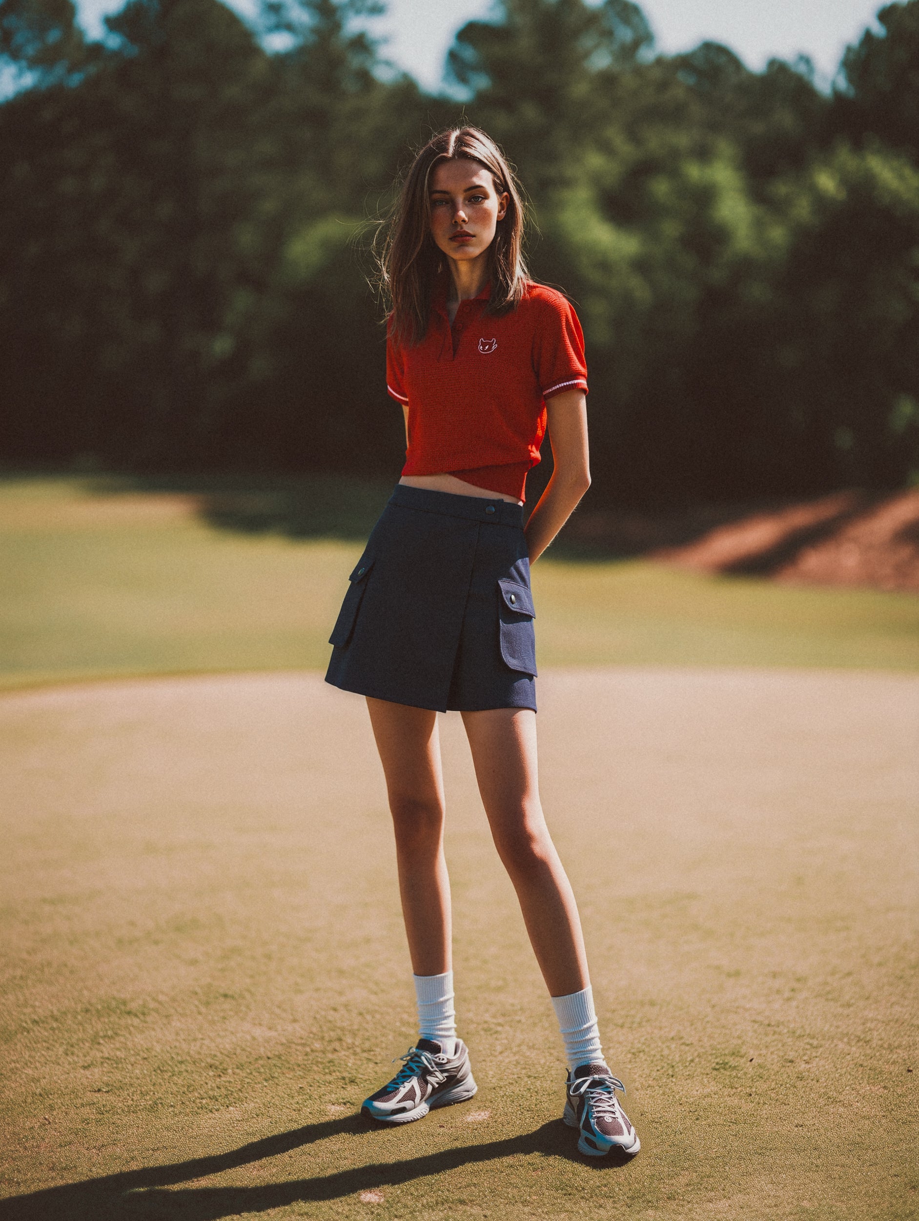 Semi-oversized women's golf polo - athletic mesh design