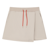 Wrap-over front panel for a clean layered look
Clean waistband with a basic drawstring
Relaxed silhouette for easy movement.