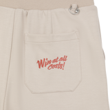 Wrap-over front panel for a clean layered look
Clean waistband with a basic drawstring
Relaxed silhouette for easy movement.
