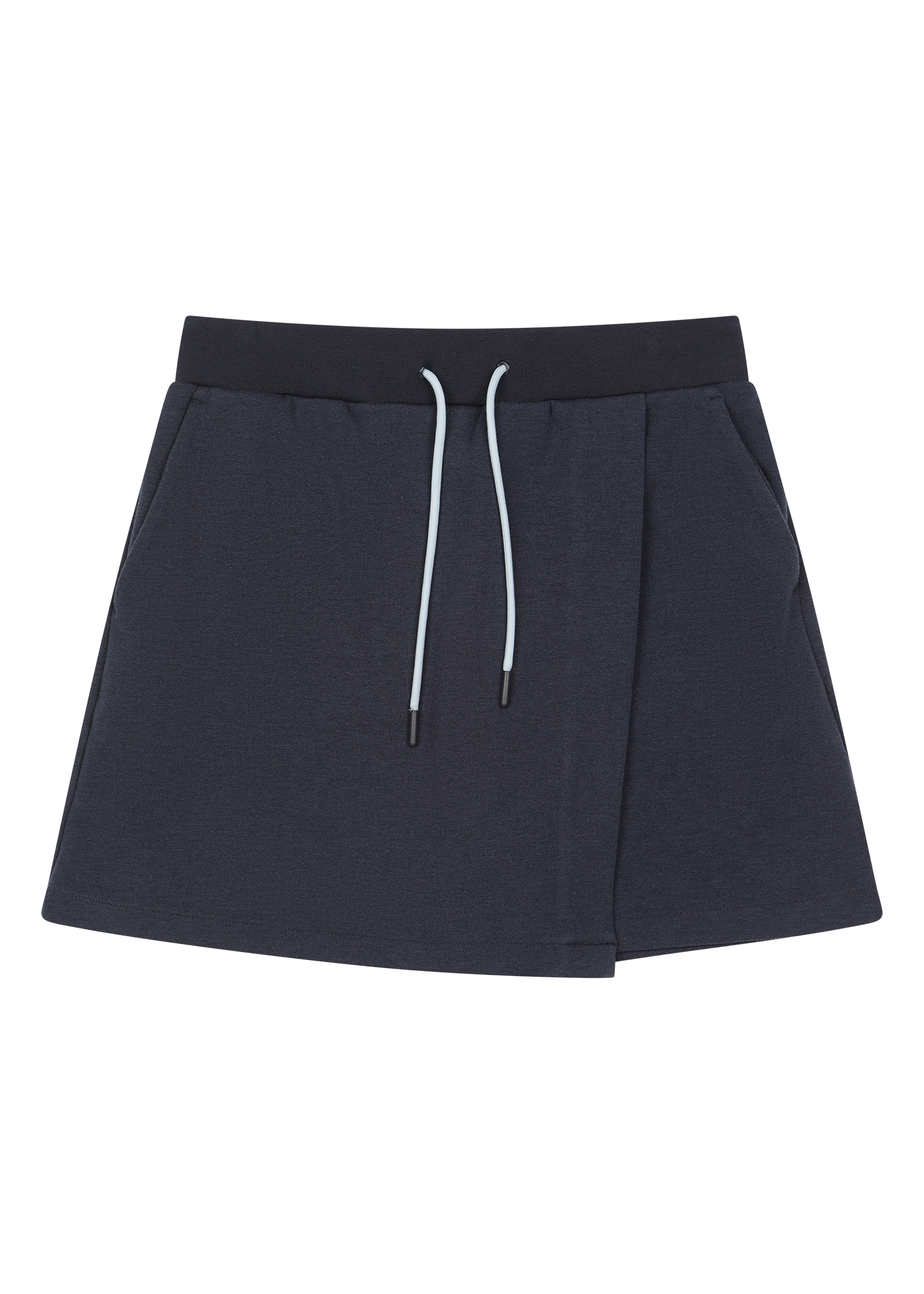 Wrap-over front panel for a clean layered look
Clean waistband with a basic drawstring
Relaxed silhouette for easy movement.