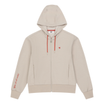 Cropped jersey zip-up hoodie with a clean silhouette
Front WAACKY logo detail
Sleeve slogan graphic for a subtle accent