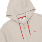 Cropped jersey zip-up hoodie with a clean silhouette
Front WAACKY logo detail
Sleeve slogan graphic for a subtle accent