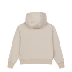 Cropped jersey zip-up hoodie with a clean silhouette
Front WAACKY logo detail
Sleeve slogan graphic for a subtle accent