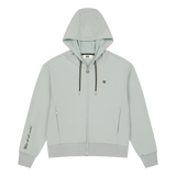 Cropped jersey zip-up hoodie with a clean silhouette
Front WAACKY logo detail
Sleeve slogan graphic for a subtle accent
