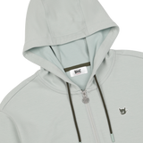 Cropped jersey zip-up hoodie with a clean silhouette
Front WAACKY logo detail
Sleeve slogan graphic for a subtle accent