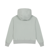 Cropped jersey zip-up hoodie with a clean silhouette
Front WAACKY logo detail
Sleeve slogan graphic for a subtle accent
