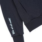 Cropped jersey zip-up hoodie with a clean silhouette
Front WAACKY logo detail
Sleeve slogan graphic for a subtle accent