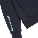 Cropped jersey zip-up hoodie with a clean silhouette
Front WAACKY logo detail
Sleeve slogan graphic for a subtle accent