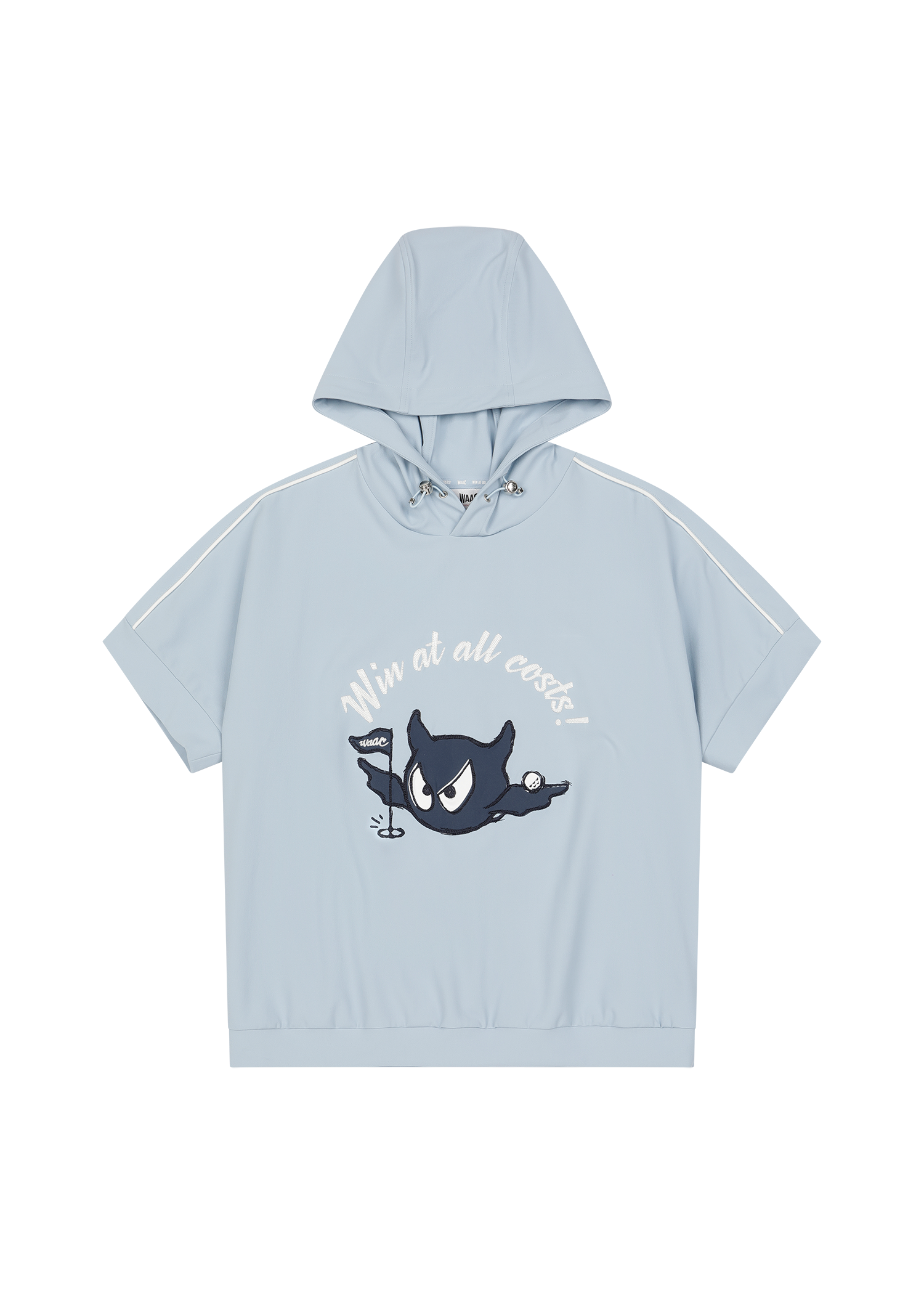 Short-sleeve hoodie with WAACKY flag graphics
Front and back logo artwork
Relaxed silhouette for everyday wear