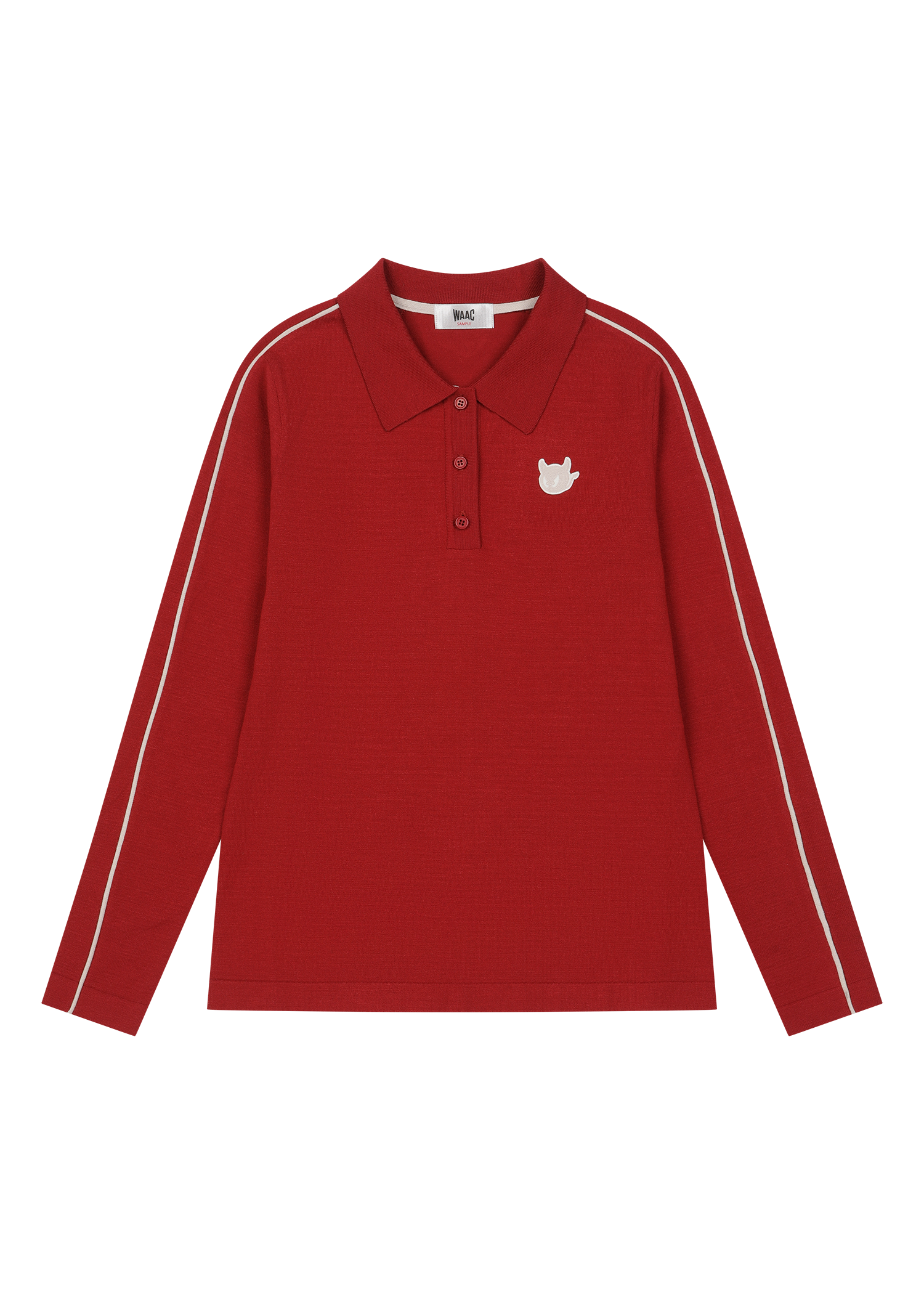 Soft knit polo with a slogan graphic
Front WAACKY logo detail
Comfortable texture with a casual WAAC mood