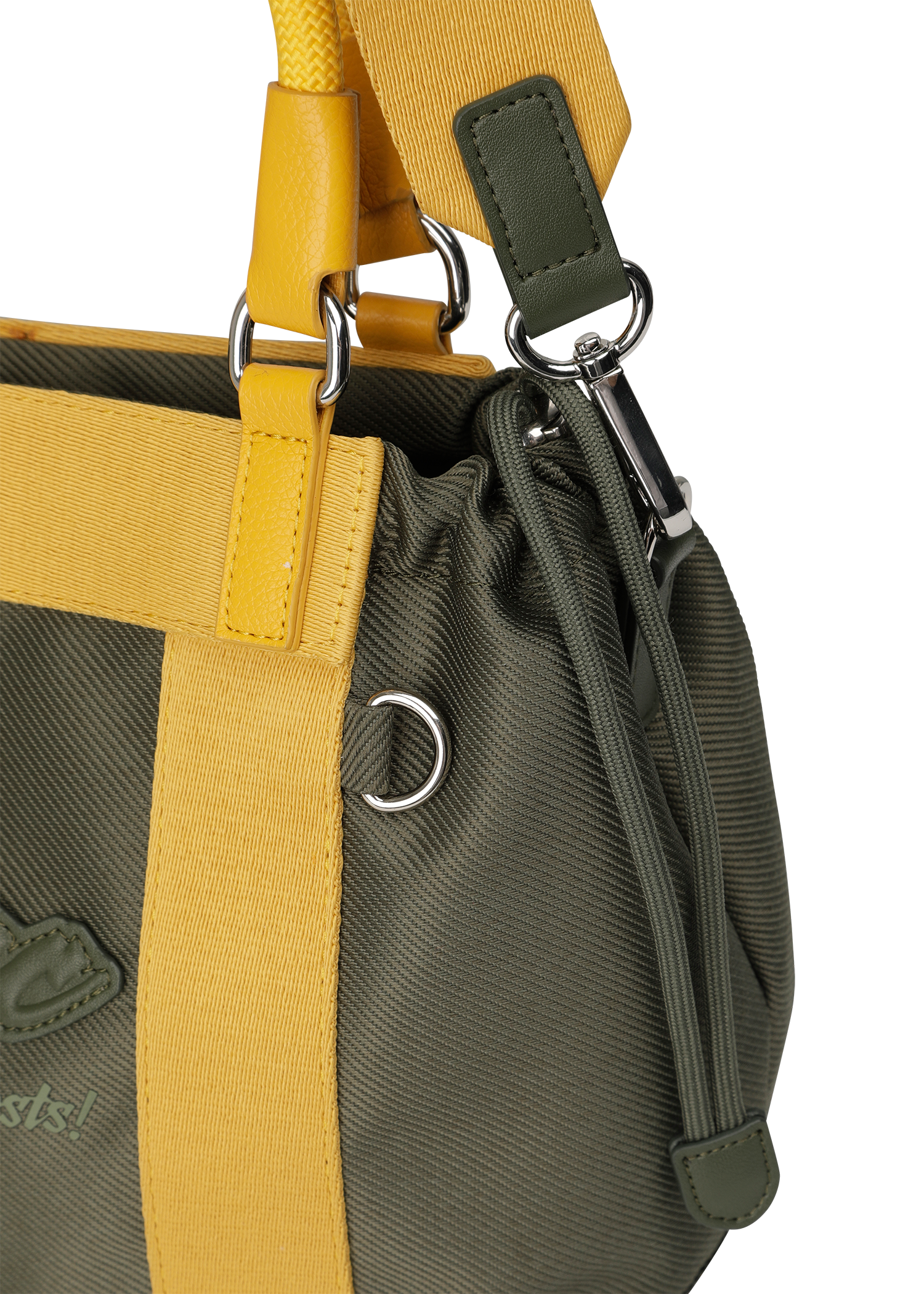 Color Tote Bag
with a two-tone panel design
Front slogan print and WAACKY emblem
Functional compartments for daily carry