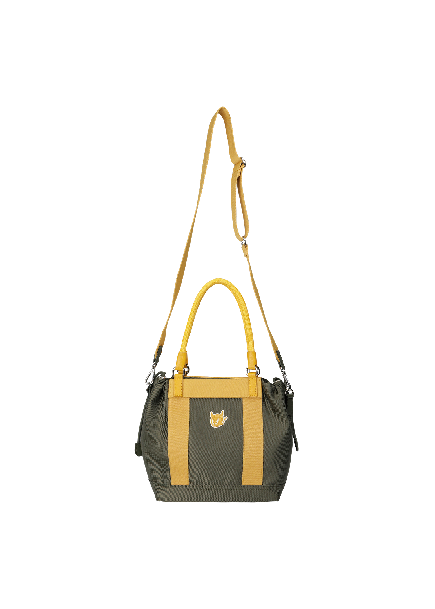 Color Tote Bag
with a two-tone panel design
Front slogan print and WAACKY emblem
Functional compartments for daily carry