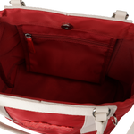 Color Tote Bag
with a two-tone panel design
Front slogan print and WAACKY emblem
Functional compartments for daily carry
