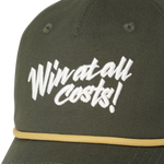 Curved-brim cap with a bold front slogan embroidery
Textured panel design adds a simple accent
Adjustable back strap for a comfortable fit