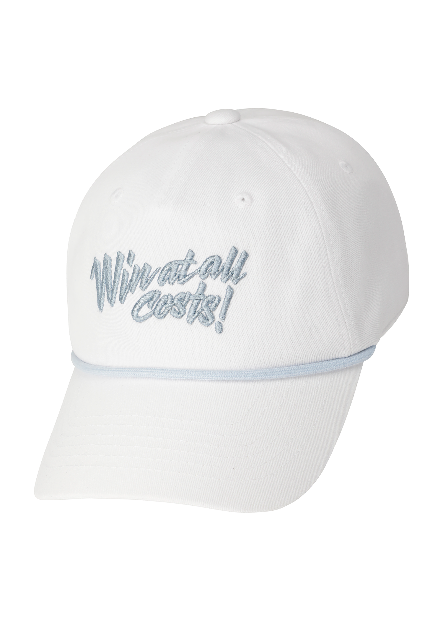 Curved-brim cap with a bold front slogan embroidery
Textured panel design adds a simple accent
Adjustable back strap for a comfortable fit