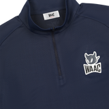 Lightweight half zip mid layer for transitional warmth
Reflective Players patch detail
Bold sleeve slogan graphic