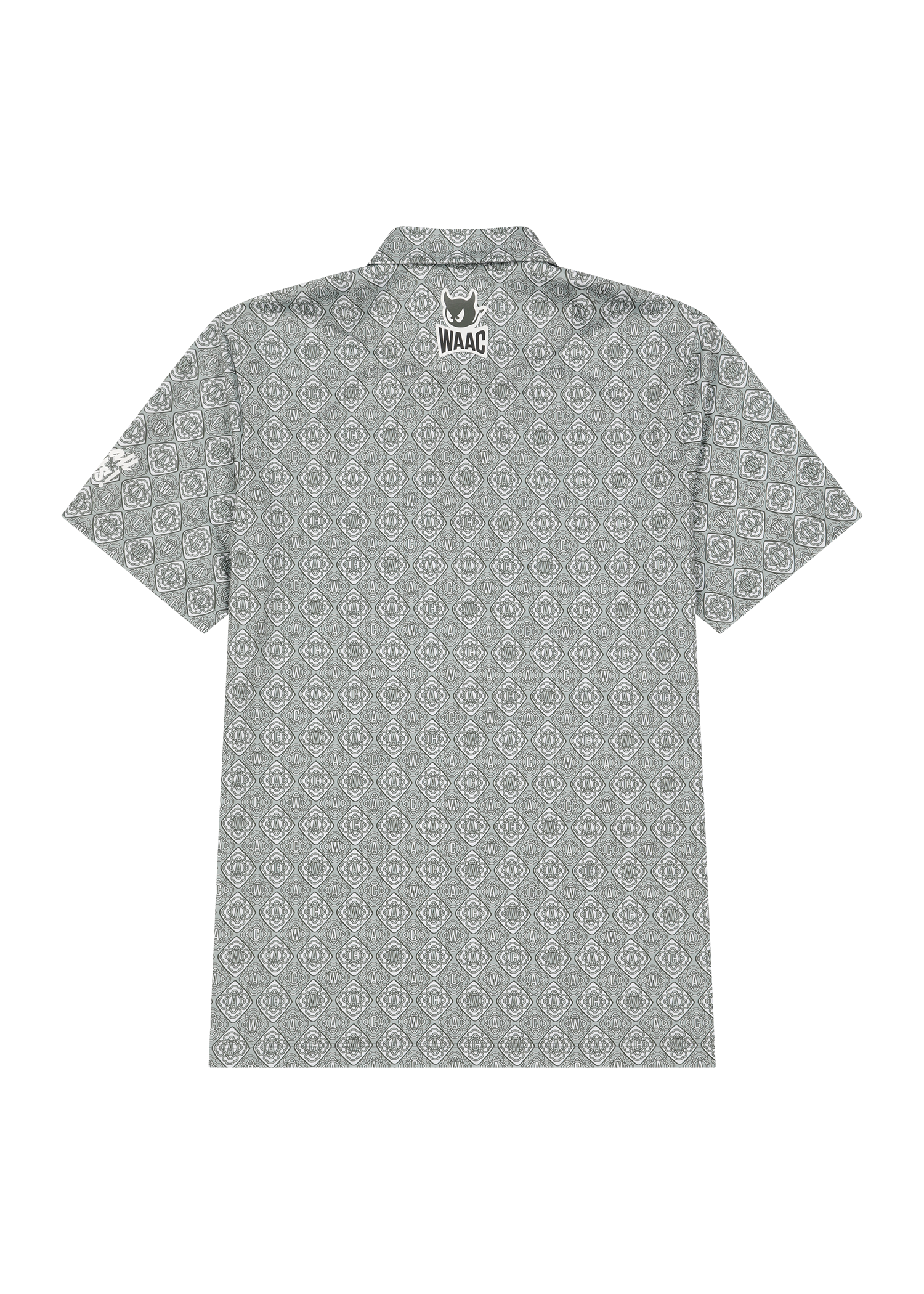 Lightweight stretch polo with a K monogram pattern
Front WAAC logo detail
Subtle sleeve graphic point