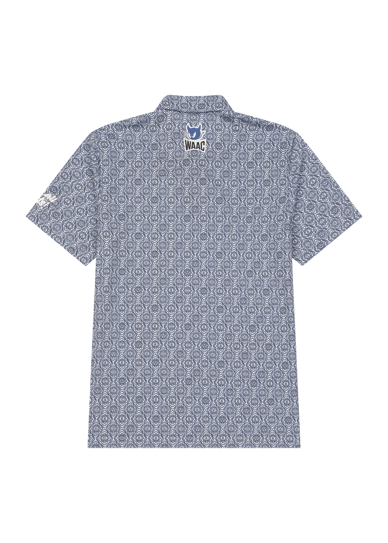 Lightweight stretch polo with a K monogram pattern
Front WAAC logo detail
Subtle sleeve graphic point