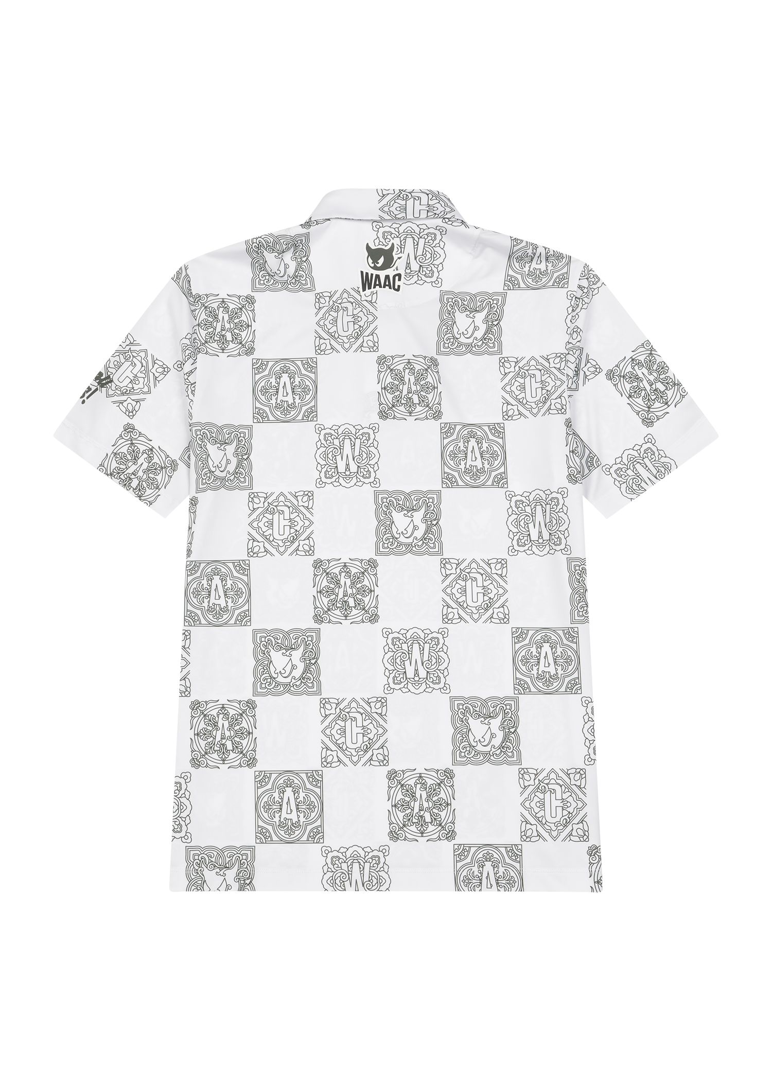 Lightweight stretch polo with a K checkboard pattern
Front WAAC logo detail
Pattern based visual point