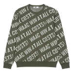 Soft regular fit round neck sweater
Diagonal all-over WAAC slogan pattern
Ribbed trims for a clean finish