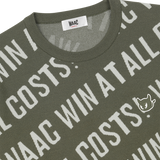 Soft regular fit round neck sweater
Diagonal all-over WAAC slogan pattern
Ribbed trims for a clean finish