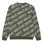 Soft regular fit round neck sweater
Diagonal all-over WAAC slogan pattern
Ribbed trims for a clean finish