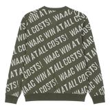 Soft regular fit round neck sweater
Diagonal all-over WAAC slogan pattern
Ribbed trims for a clean finish