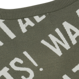 Soft regular fit round neck sweater
Diagonal all-over WAAC slogan pattern
Ribbed trims for a clean finish