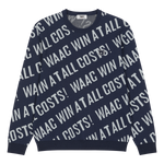 Soft regular fit round neck sweater
Diagonal all-over WAAC slogan pattern
Ribbed trims for a clean finish