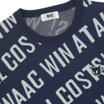 Soft regular fit round neck sweater
Diagonal all-over WAAC slogan pattern
Ribbed trims for a clean finish