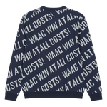Soft regular fit round neck sweater
Diagonal all-over WAAC slogan pattern
Ribbed trims for a clean finish