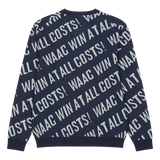 Soft regular fit round neck sweater
Diagonal all-over WAAC slogan pattern
Ribbed trims for a clean finish